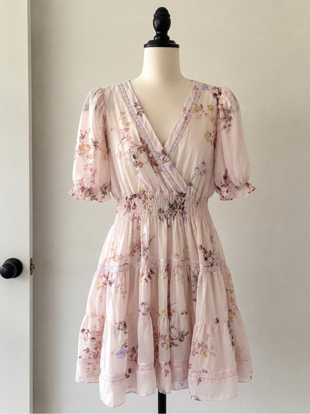 Taylor Pale Pink Floral Wrap Dress